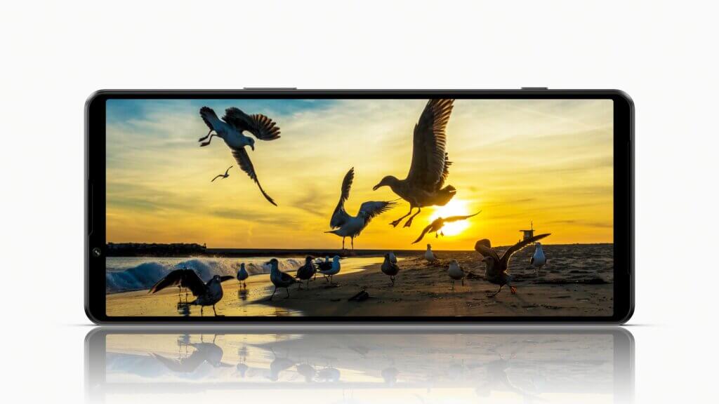 besonders detailreiche aufnahme auf display eines sony-smartphones