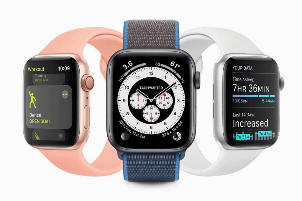 3 Apple Watch in verschiedenen Farben