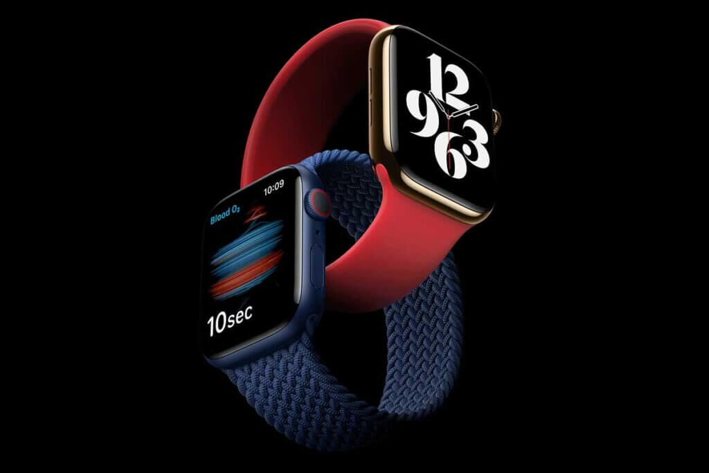rote und blaue Apple Watch