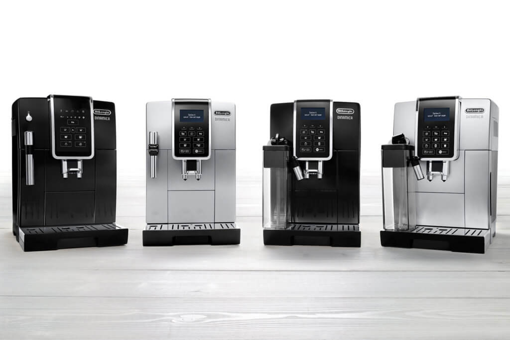 vier Kaffeevollautomaten von DeLonghi