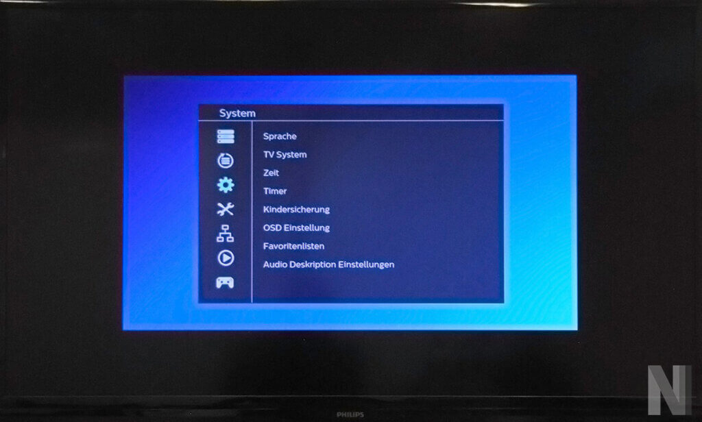 Aufnahme vom Menue des Receivers. 