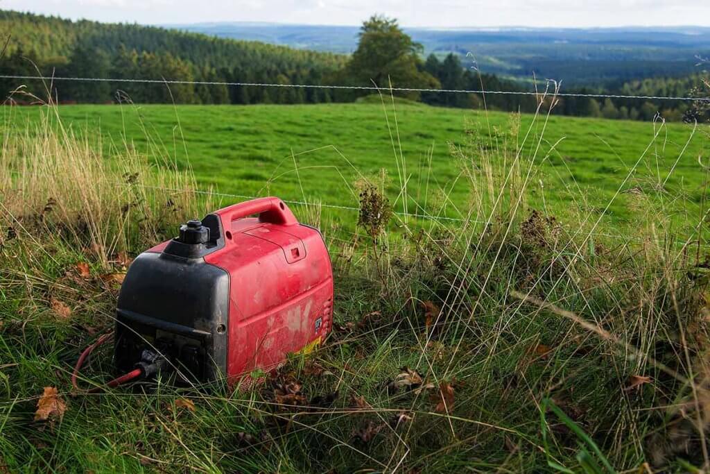 Inverter-Stromerzeuger steht auf Feld