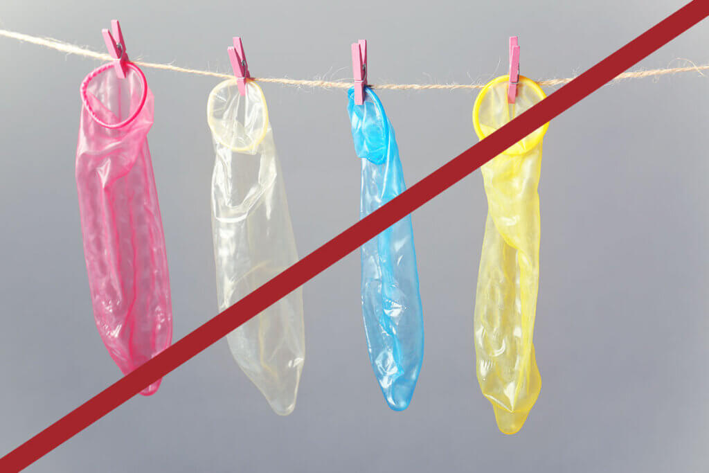 Kondome auf der Wäscheleine