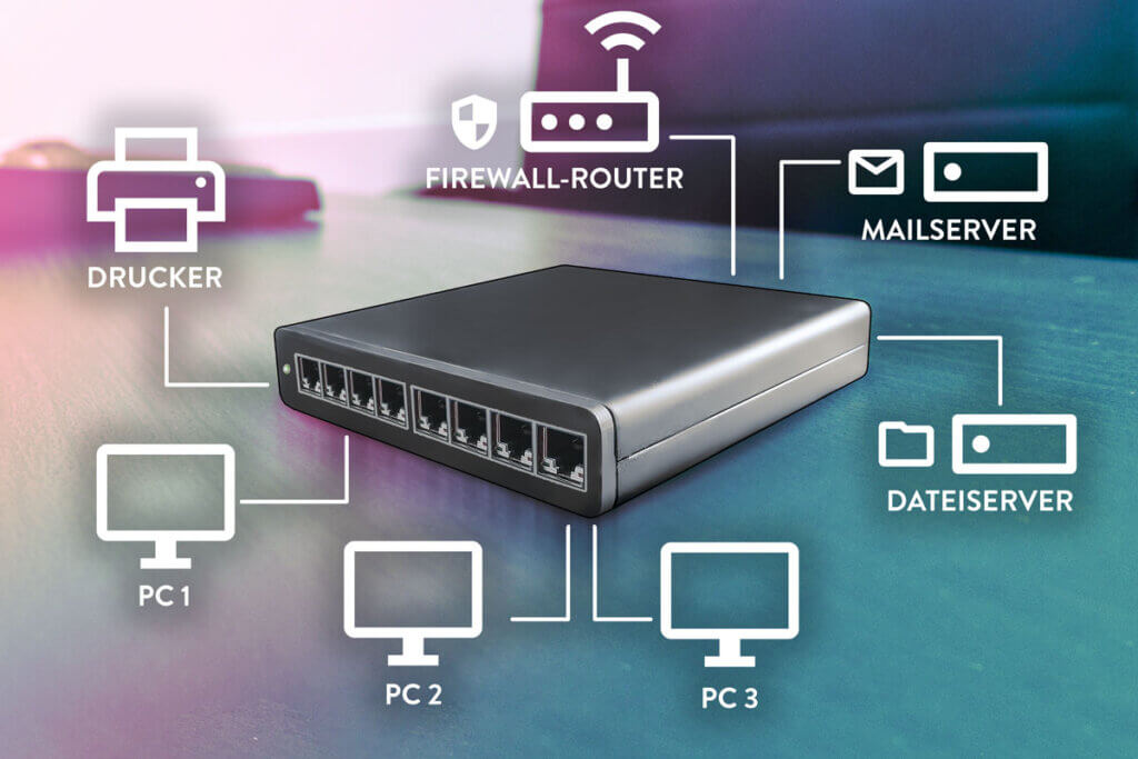 Grafik Verbindungsmoeglichkeiten mit einem LAN Switch