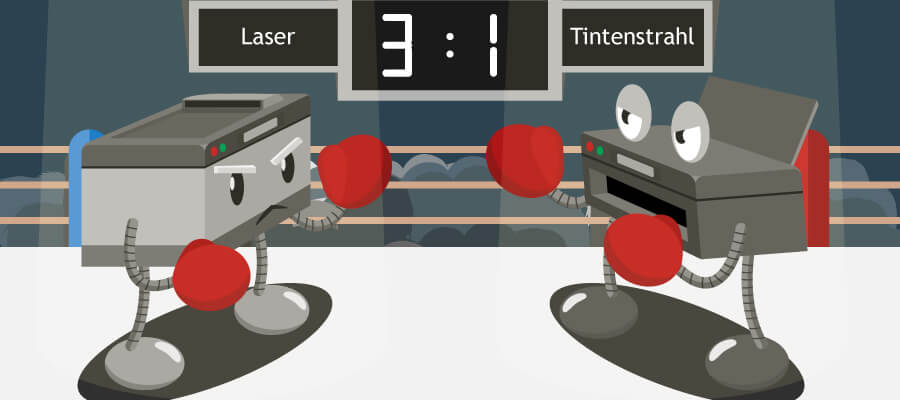 Zweikampf Laser Tintenstrahl 3:1