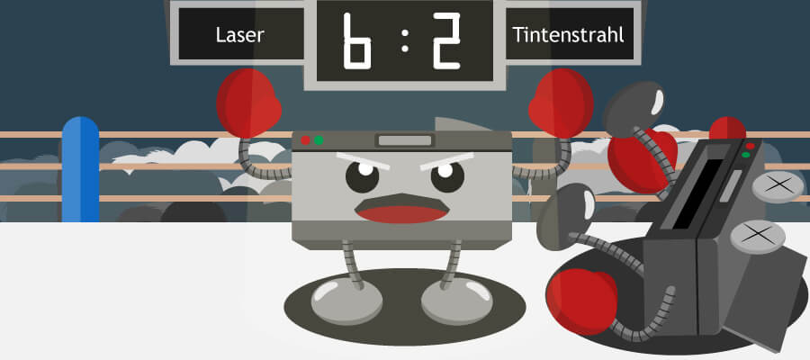 Zweikampf Laser Tintenstrahl 6:2