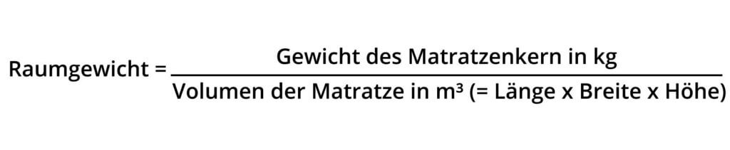 Berechnung Raumgewicht einer Matratze