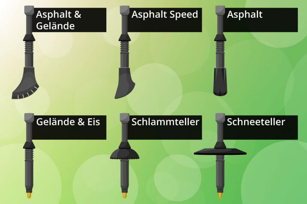 Verschiedene Pads für Nordic-Walking-Stöcke