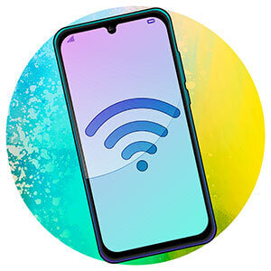 Smartphone mit WLAN-Symbol