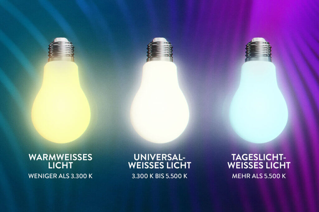 verschiedene Lichtfarben