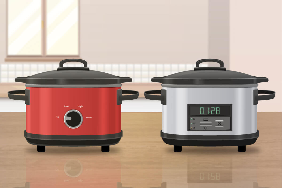 analoger und digitaler Slow-Cooker