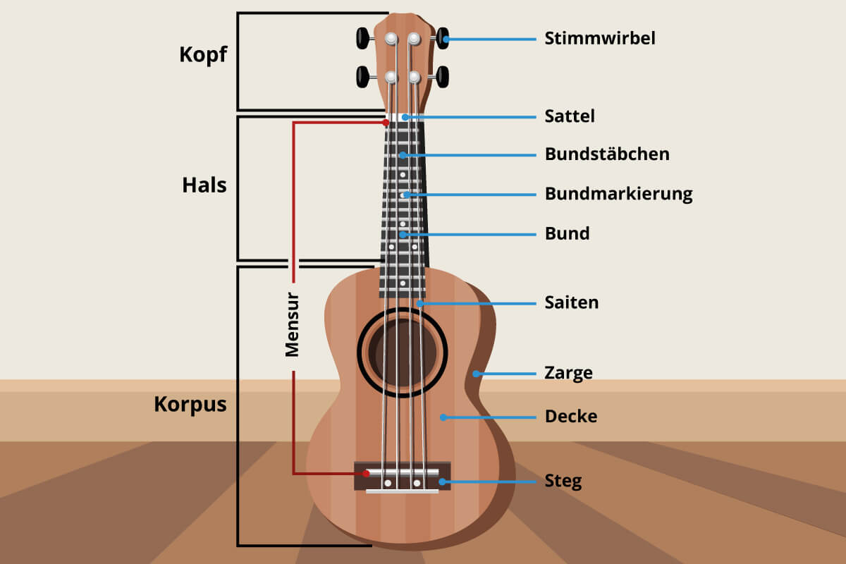 Aufbau einer Ukulele