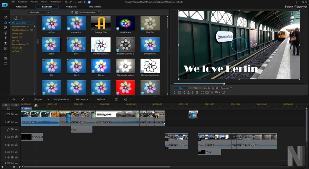 Einblick in die Oberfläche von CyberLink PowerDirector