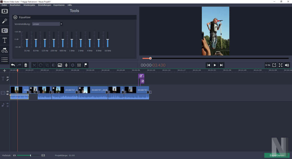 Screenshot von Equalizer in der Software