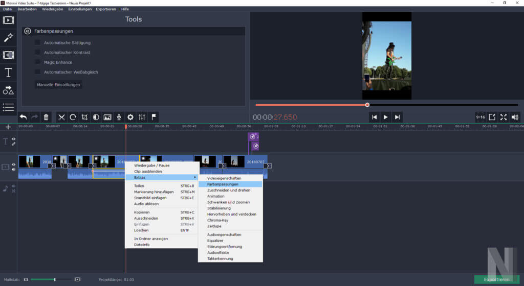 Farbanpassung samt Dialogelementen