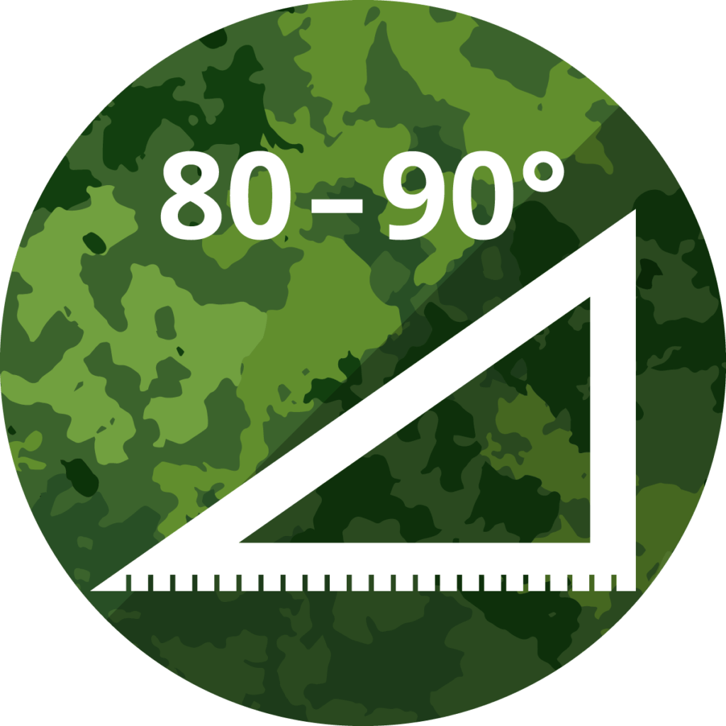 80 bis 90 Grad - Icon
