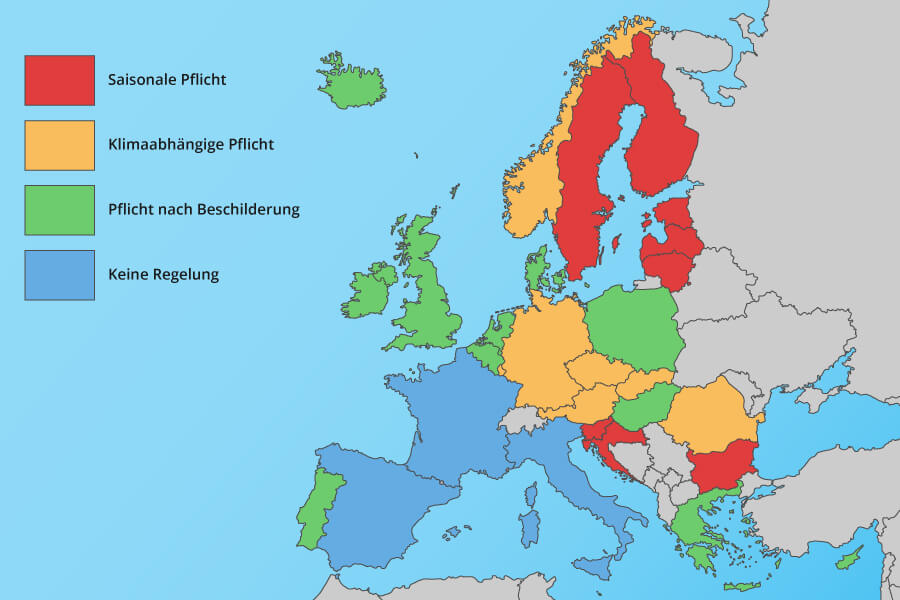 Winterreifenpflicht in verschiedenen Ländern